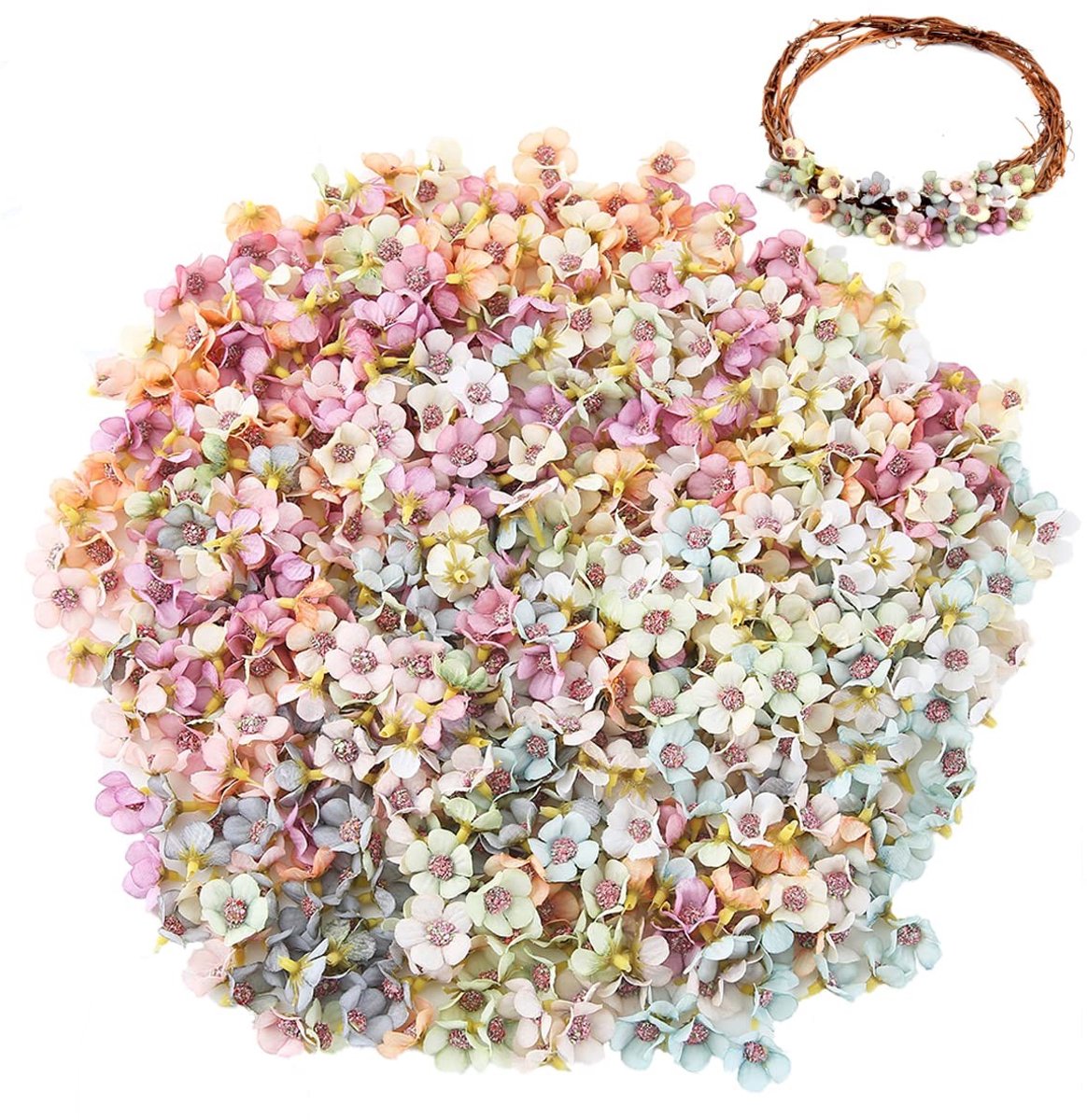 Dailygoods- Kunstbloemen 120 Stuks - Mini Kunstbloemen - Bruiloftsdecoratie - Taartdecoratie - DIY Decoratie - Hoogwaardige Zijde - Nep Bloemen