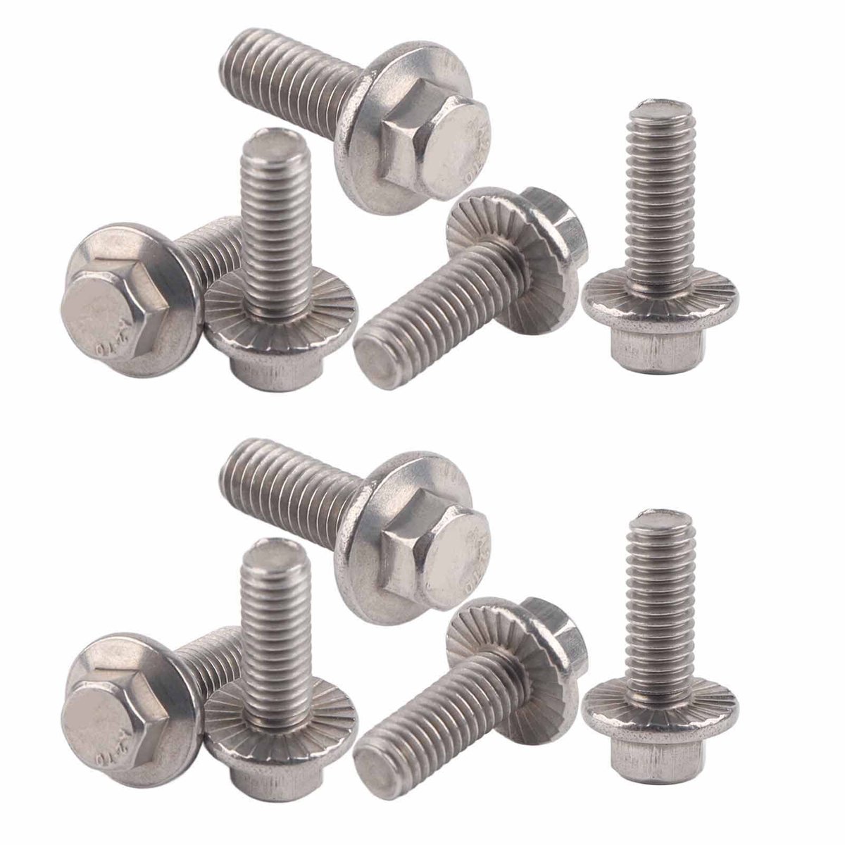 Dailygoods- Zeskantflens Schroeven - M6 - 10 Stuks - Roestvrij Staal 304 - Corrosieweerstand - Geïntegreerde Flens - Bevestigingsmiddelen