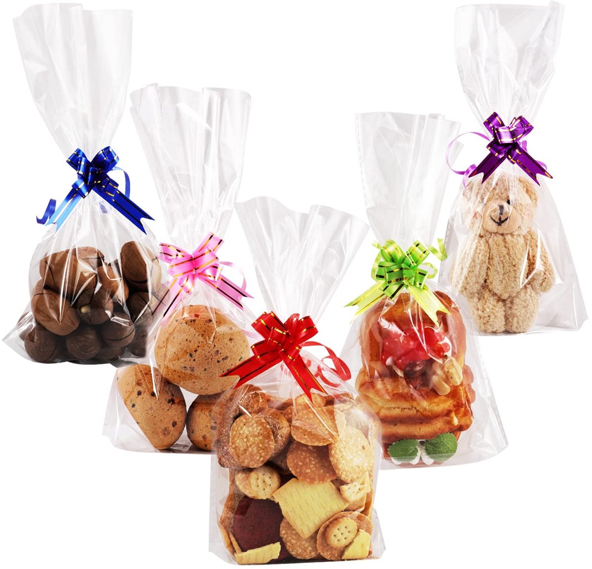 Dailygoods- Cellofaan Zakjes 50 Stuks - 15x25cm - Snoepzakjes Transparant - Stropdasstrips - Duurzaam - Verpakken van Koekjes/Snoep