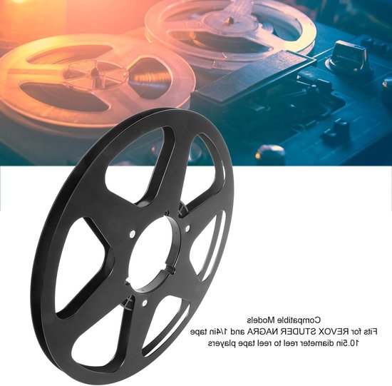 Ophaalspoel 10,5 Inch van Aluminium voor Geluidsopnames, 6 Windweerstandsgaten, Stevige Lege Tapespoel voor Professionele Opnames en Muziekproductie (Zwart) — afbeelding 2