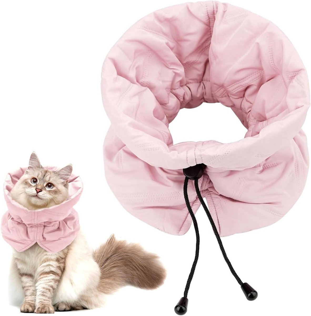 Zachte en Verstelbare Herstelband voor Katten en Kittens - Voorkomt Likken van Wonden (Roze, M)