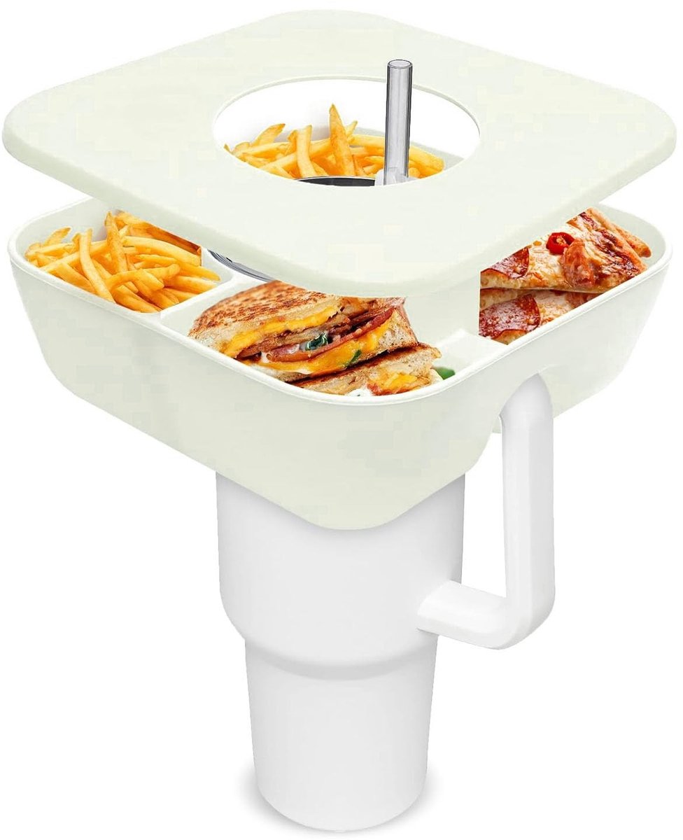 Dailygoods- Snackkom met Deksel - Herbruikbare Siliconen Snackhouder - Snackbakje voor Tumbler - Grotere Capaciteit - Vaatwasserbestendig - Lekvrij