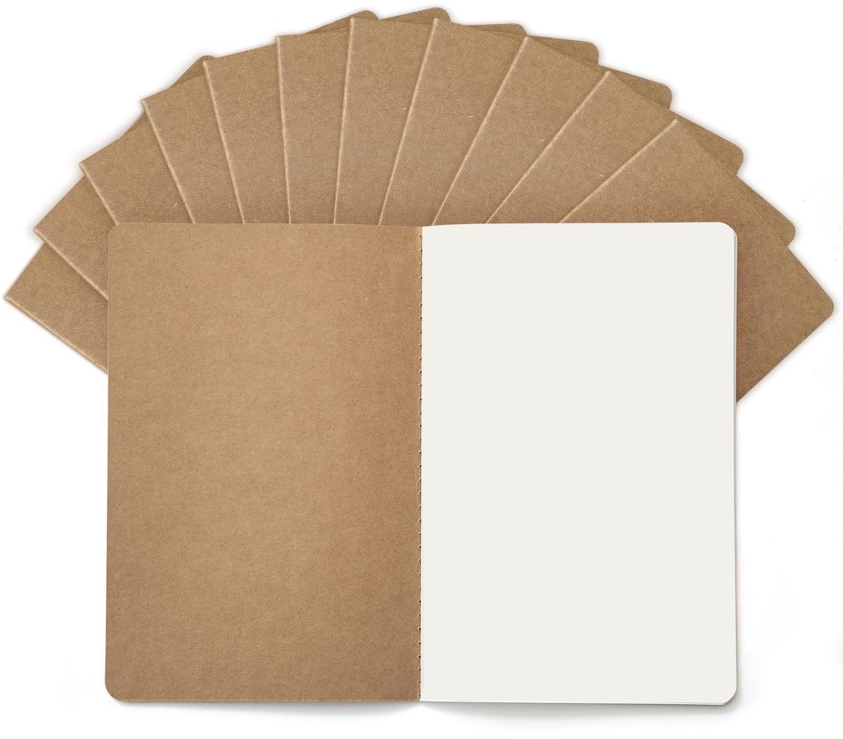 Dailygoods- Notitieboeken Set van 12 - A5 - Ongelinieerde Pagina's - Kraftpapier Omslag - Duurzame Binding - 21 x 14 cm - Gevoerd voor Notities - Notitieblok