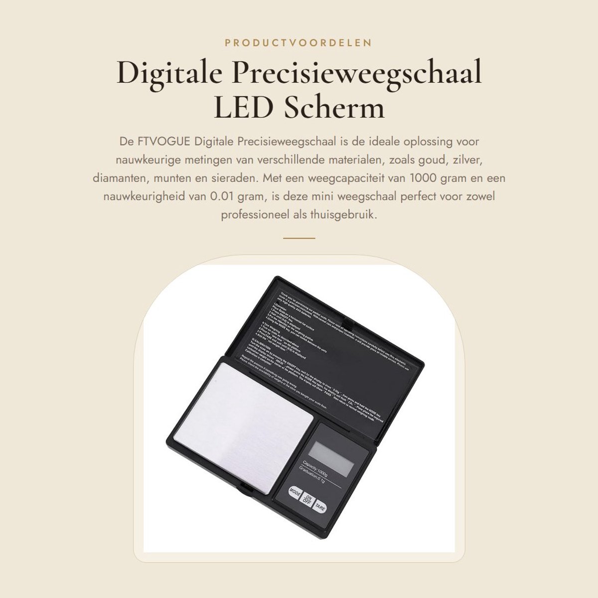 Dailygoods - Digitale Precisieweegschaal - LED Scherm - 1000g/0.01g - Nauwkeurig wegen - Weegschalen - Compact formaat - Geschikt voor thuisgebruik -...