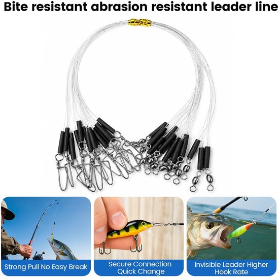 Dailygoods- Fluorocarbon Leiders 15 Stuks - Onderlijn Roofvis - Onderlijn Karper - Transparant - Slijtvast - Sterke Wartel en Snap van Dailygoods — afbeelding 4