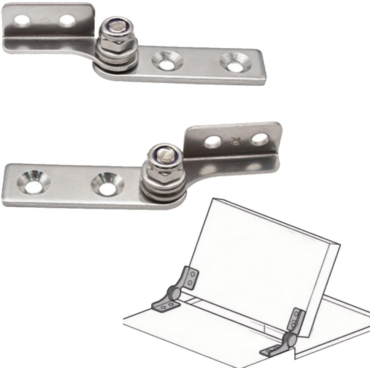 Dailygoods- Dempingsscharnier 2PCS - Roestvrij Staal - Stille Rotatie - Eenvoudige Installatie - Verstelbaar - Hoogwaardige Stabiliteit - Scharnier