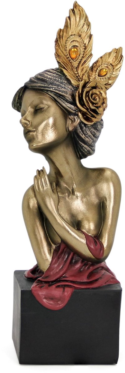 Dailygoods- Bustebeeld Gouden Vrouwenbeeld - Beeldjes Decoratie - Sculptuur - Beelden voor Binnen - Kunstwerk - Afmetingen 29,4x10,4x8,9 cm - Beeldje