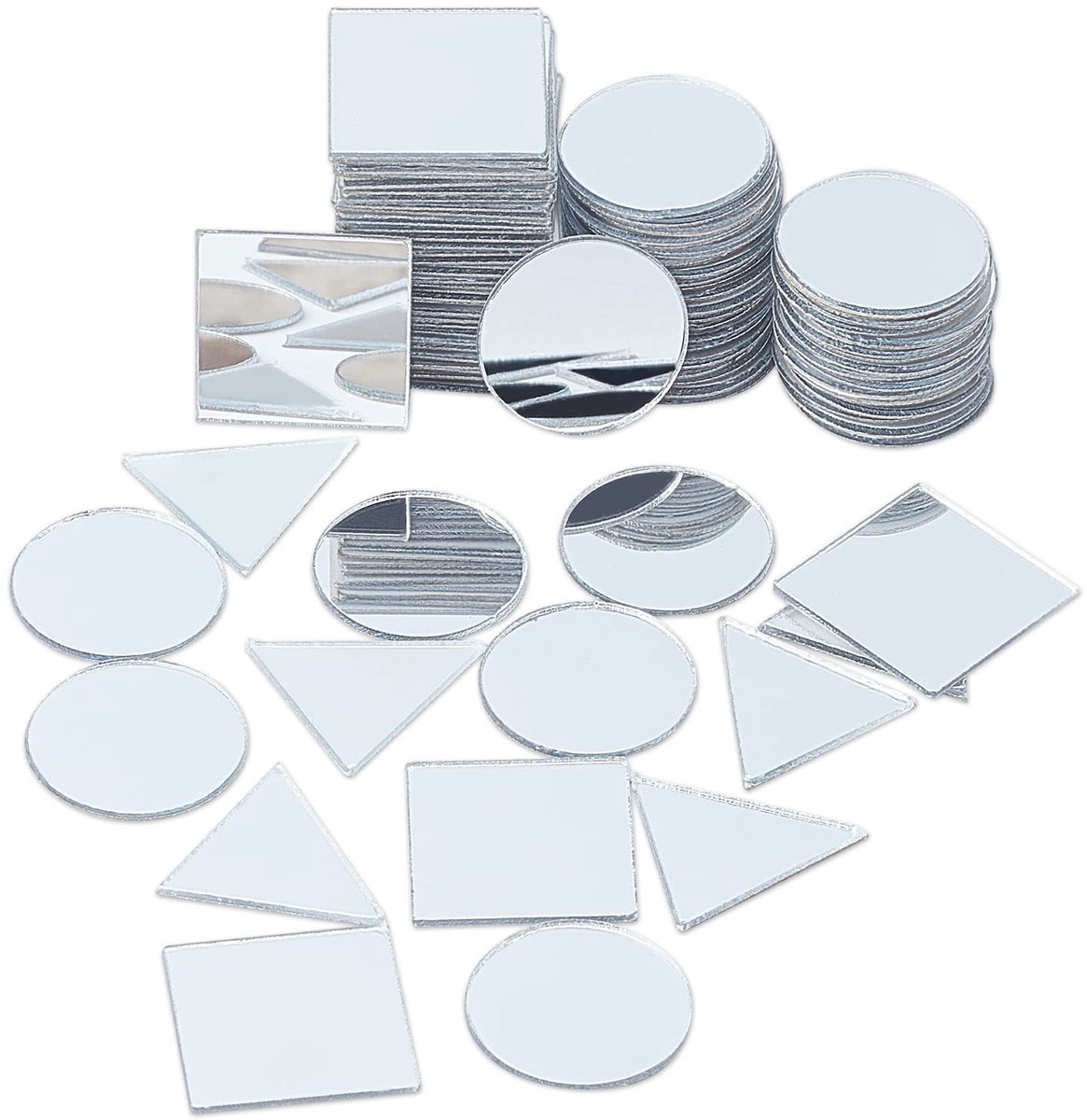 Dailygoods- Spiegelmozaïek 150 Stuks - Ambachtelijke Tegels - Zelfklevende Muurstickers - Driehoek/Vierkant/Rond - Acryl - Decoratie - Decoratieve Spiegels