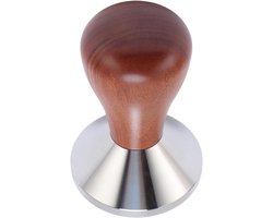 Koffie Tamper - Espresso Pers - Barista Kwaliteit - Ergonomische Houten Handgreep - 51MM - Zilver