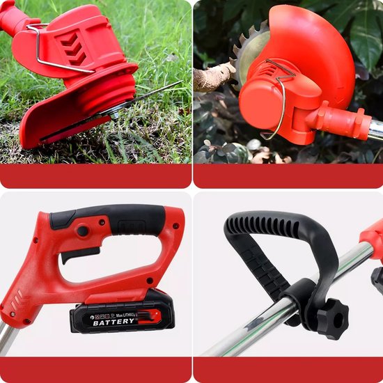 21V Draadloze Trimmer - 650W Grastrimmer Met 1 X 2000mah Accu - Accu-Trimmer - Tuintrimmer - Verstelbare Hoogte En Maaikop — afbeelding 2