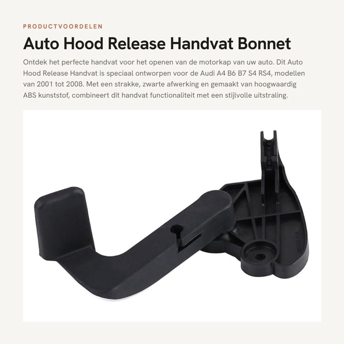 Dailygoods- Handvat Auto Motorkapvergrendeling - Aftermarket Vervanging - ABS Kunststof - Zwart - 60 g - Eenvoudig te Installeren