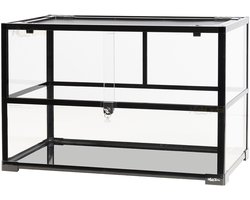 HabiTerra Knaagdier Terrarium 75x40x50 van glas met schuifruiten - Ventileerbaar deksel - inclusief slot op schuifruiten - inclusief slot op deksel - geschikt voor Gerbils, Dwerghamsters en Muizen