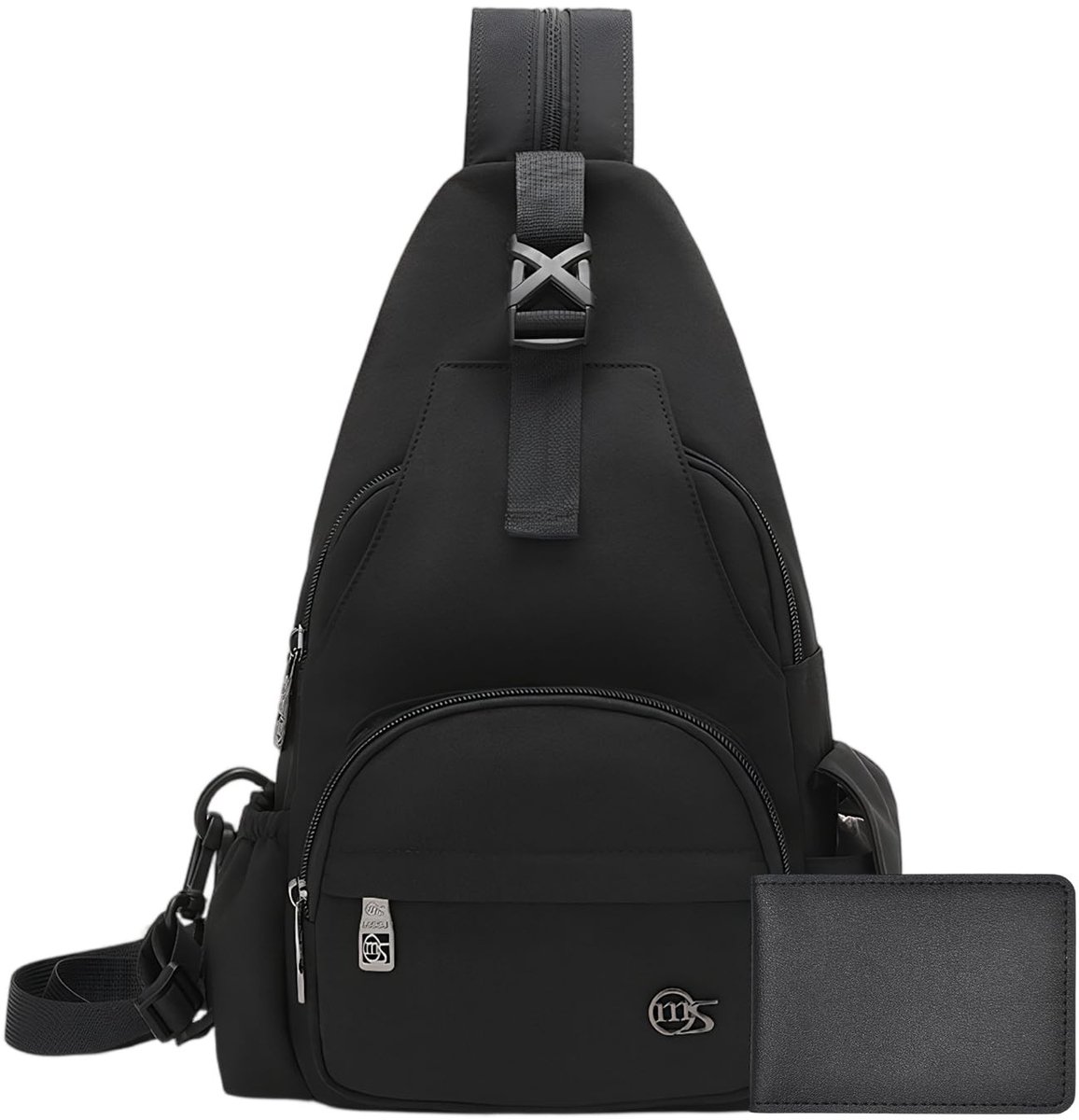 Solidchoice - Colexy Schoudertas, sling bag, borsttas met ultradunne creditcardhouder voor 4 kaarten, waterdichte schoudertas, zwart, crossbody bag voor dames, heren, reizen, wandelen, hardlopen, klimmen, kamperen
