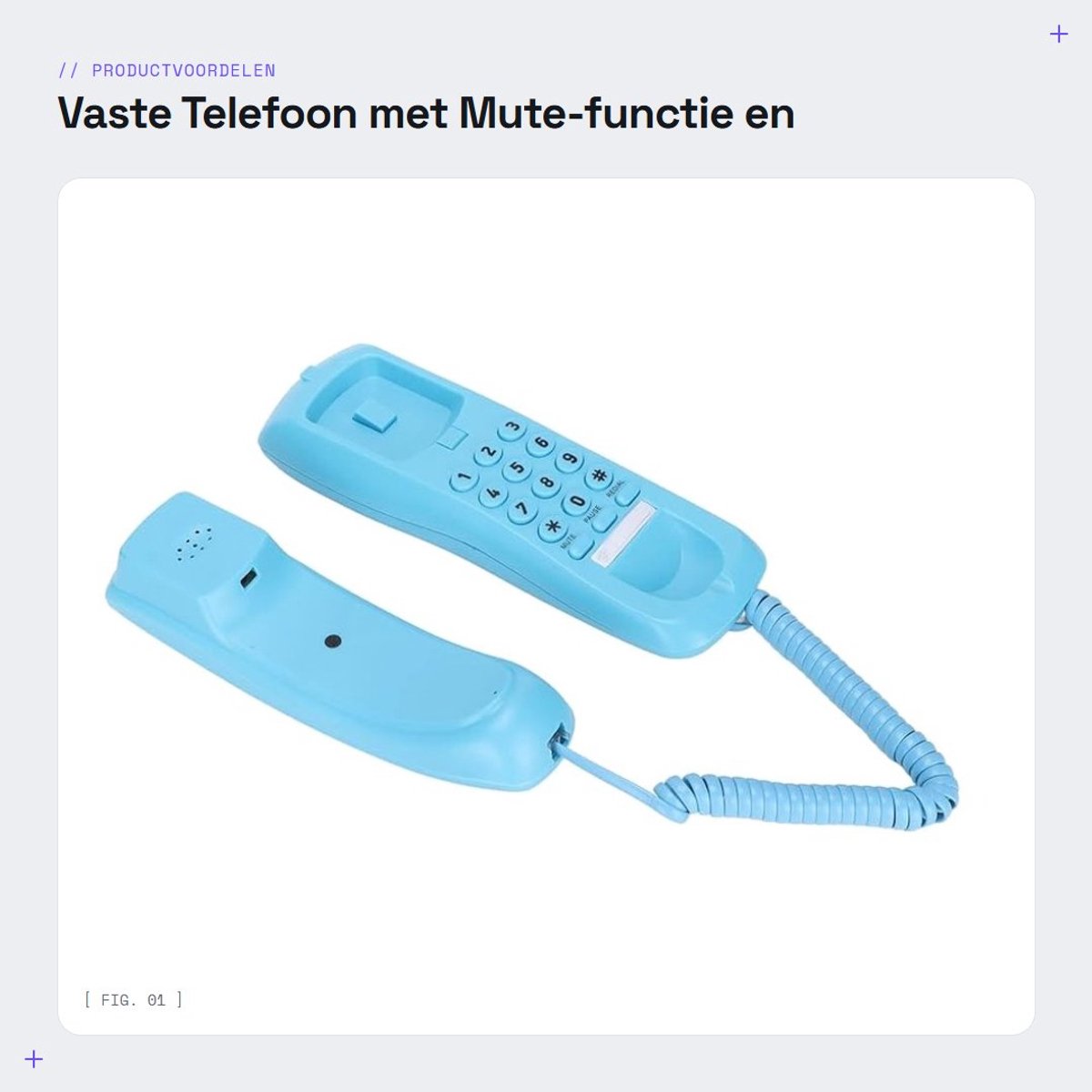 Solidchoice- Vaste Telefoon Hoteltelefoon - Compacte Telefoon - Dempen/Pauzeren - Nachtlichtservice - 200x60x55mm - ABS Materiaal