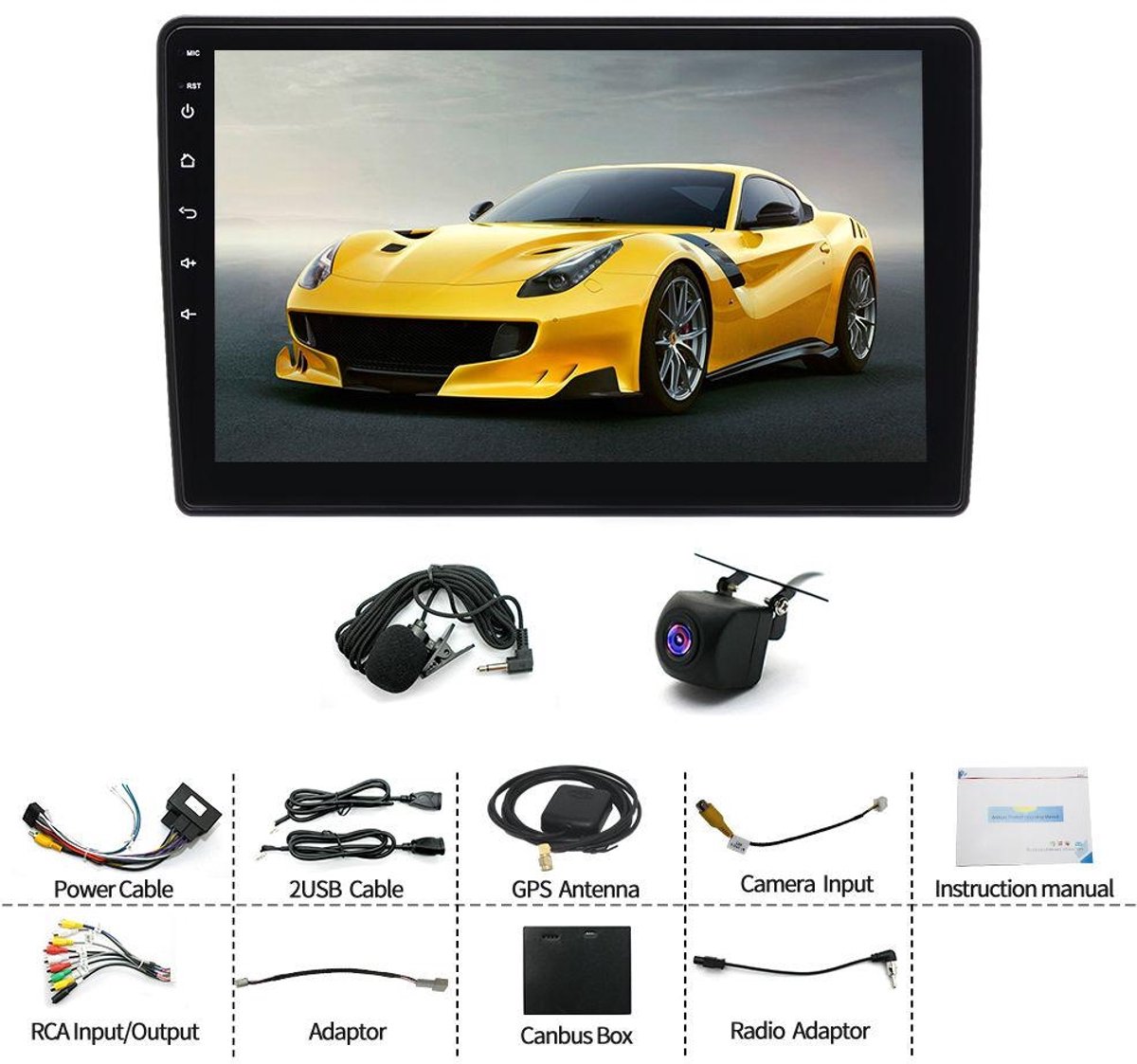 Autoradio - 9 inch, 2+64 GB Android 15 - Compatibel met CarPlay en Android Auto - Ondersteunt wifi, Bluetooth, SWC en FM/RDS-radio, quad-coreprocessor - Geschikt voor de Citroën Berlingo B9 (modeljaren 2008-2017)