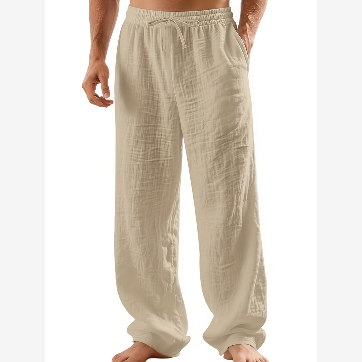 Currero Linnen Broek Heren - Zomerbroek - Volwassenen - Lange Broek - Pantalon - Strandbroek - Zomer - Ibiza Stijl - Khaki S