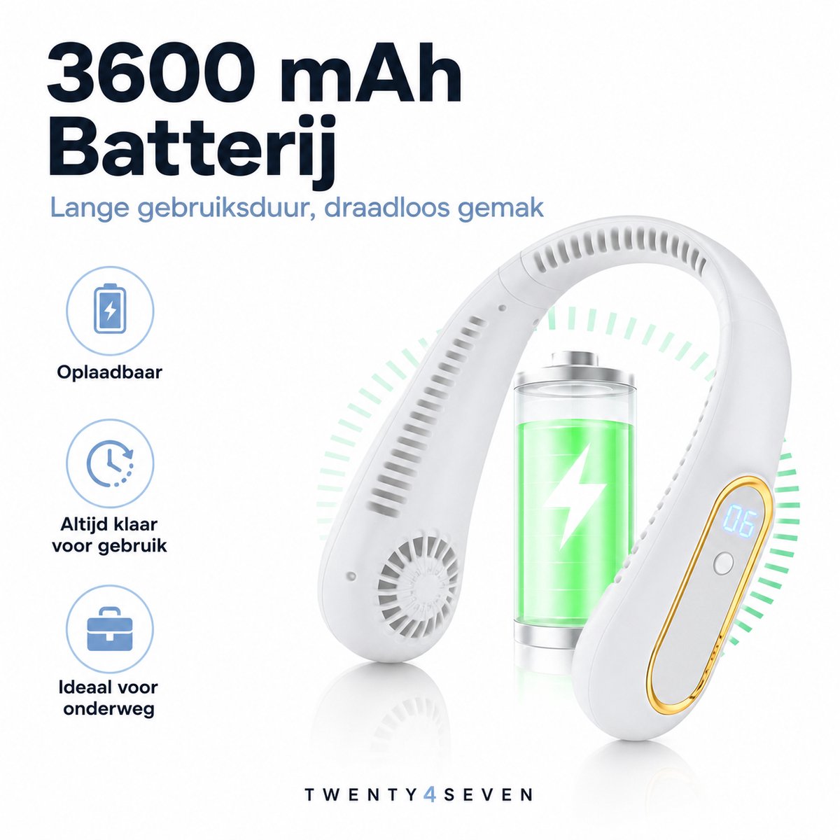 Twenty4seven® Bladeless Nek Ventilator - Draagbare Nekventilator met Koeling - Mini Nek Fan - Gezichtsventilator & Handventilator - Portable Neck Fan met 5 Standen — afbeelding 7