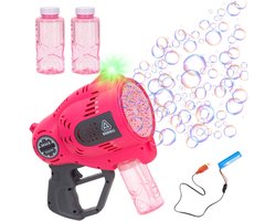 Springos Bellenblaasmachine - Bellenblaas Pistool - Bellenblazer - Bubble gun Volledig Elektrische Bubbel Gun met Reservoir - Roze -Led Verlichting
