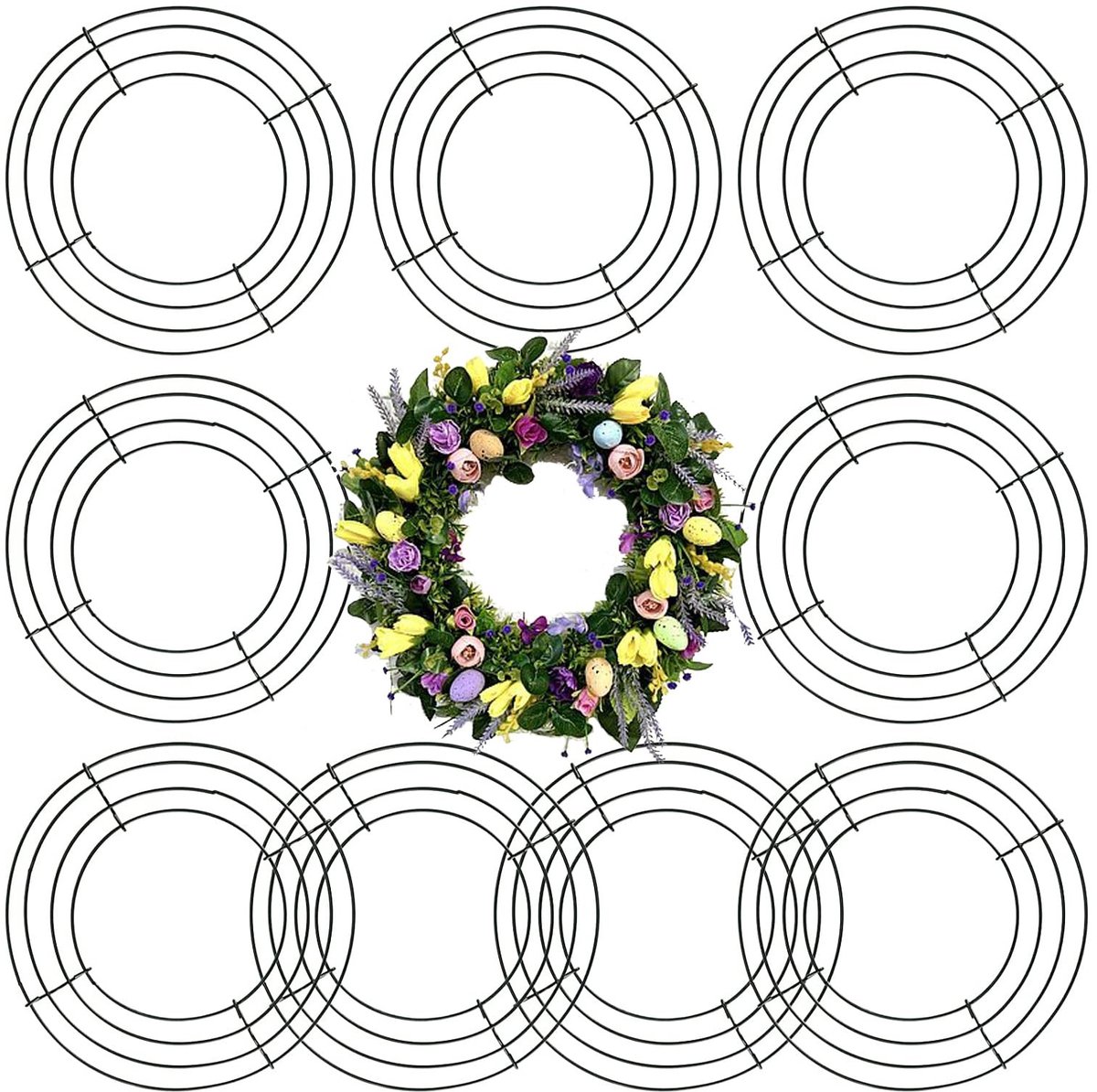 Dailygoods- Draadkrans 20 cm - 10 Stuks - Metalen Kransframe - Ronde Draadkrans - Decoratie Valentijnsdag - Lichtgewicht en Stevig