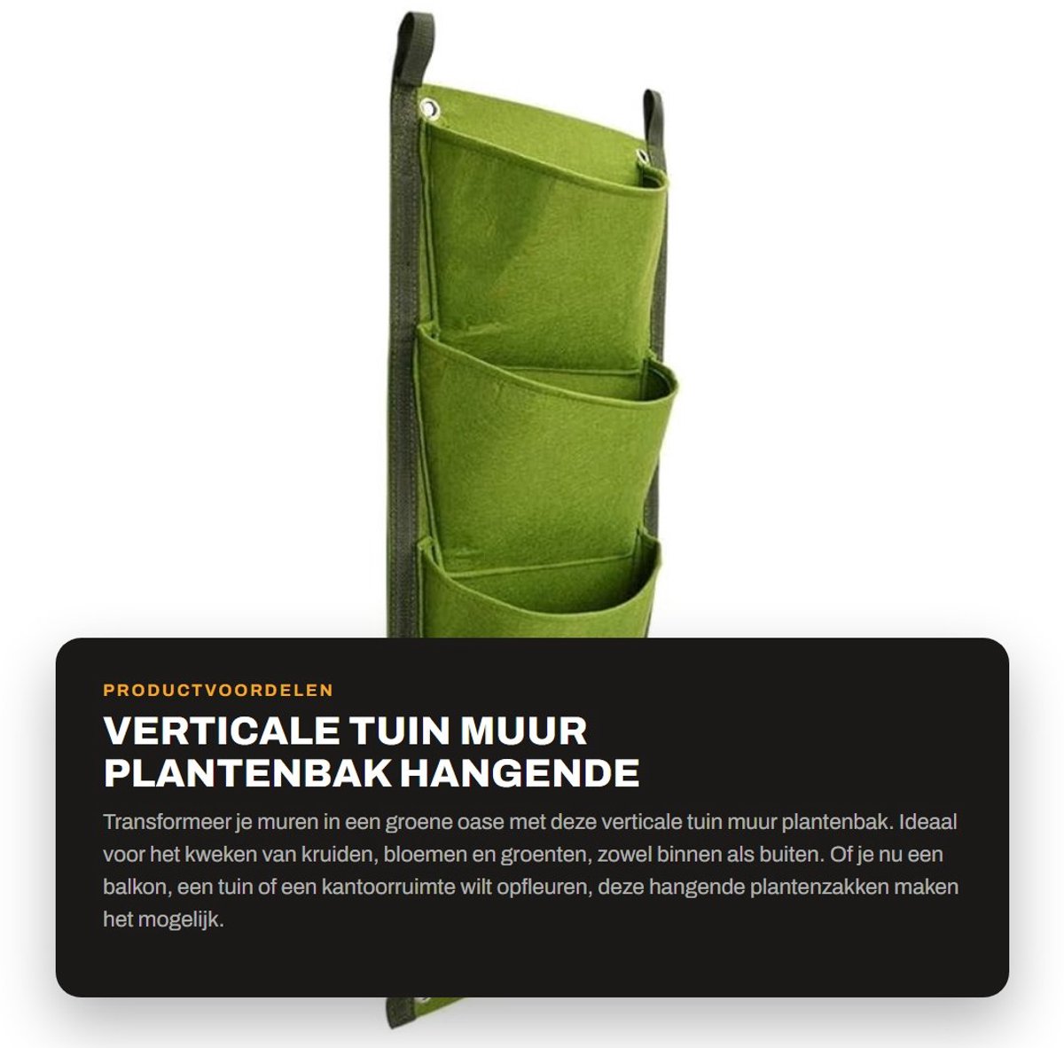 Dailygoods- Plantenbak - Verticale Tuin - 3 Stuks - Hoogwaardig Vilt - Geschikt voor Binnen/Buiten - Ideaal voor Kruidengroei - Plantenzak