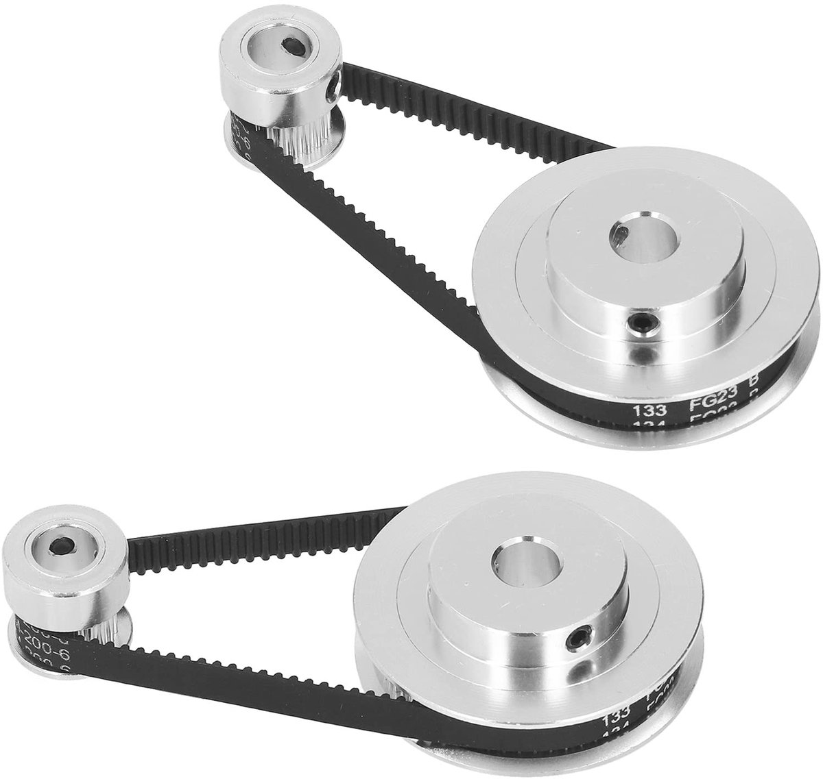 2 Set Synchrone Wiel Stappenmotor Katrol Kit Aluminium Timing Katrol met 2 STUKS Lengte 200mm Breedte 6mm Riem voor 3D Printer (8 mm / 0,31 inch boring)