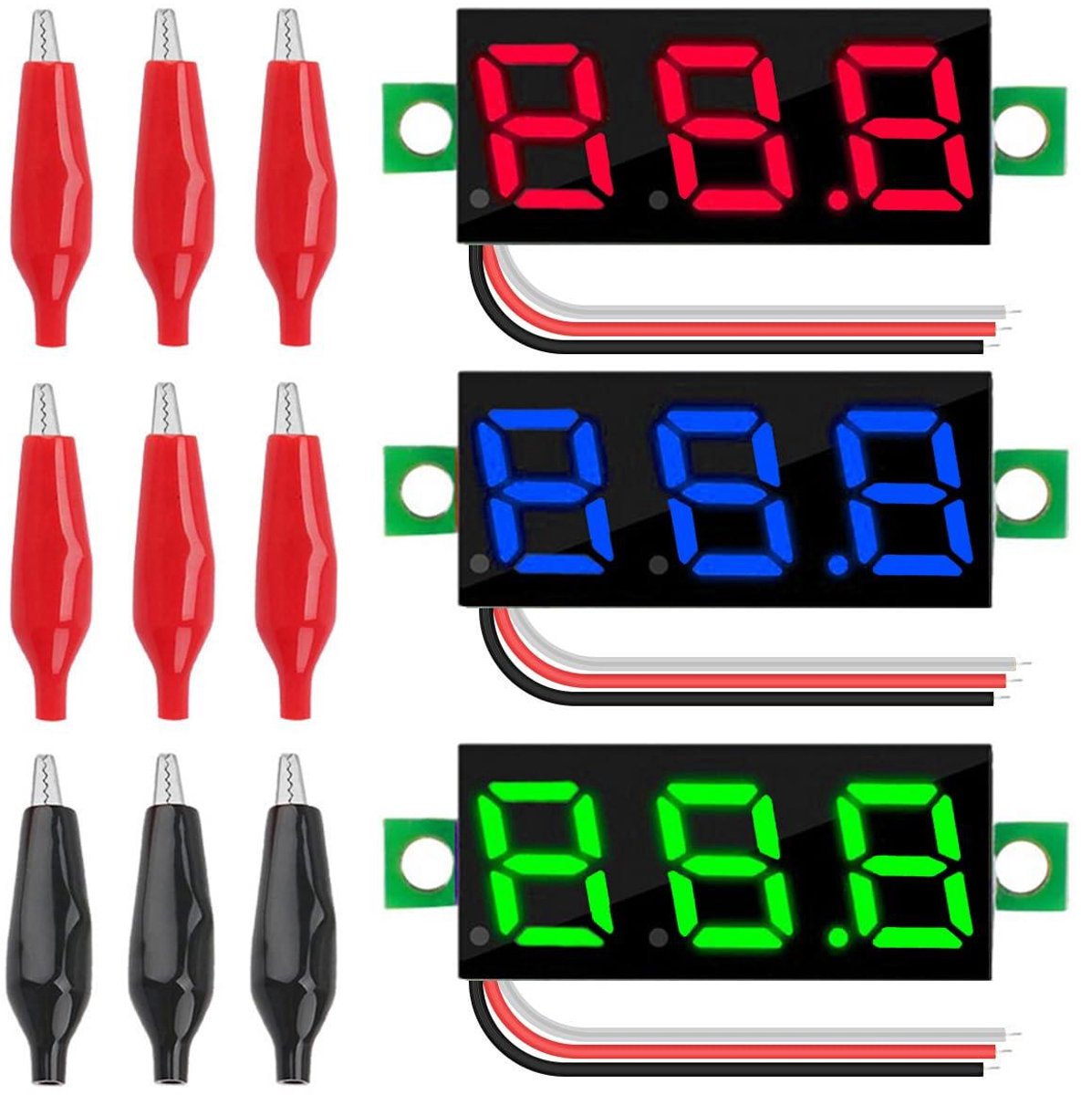 Digitale Voltmeter - Spanningstester LED - Batterijspanning Monitoren - Draadloze Detectie - 0-100V - Meerdere kleuren