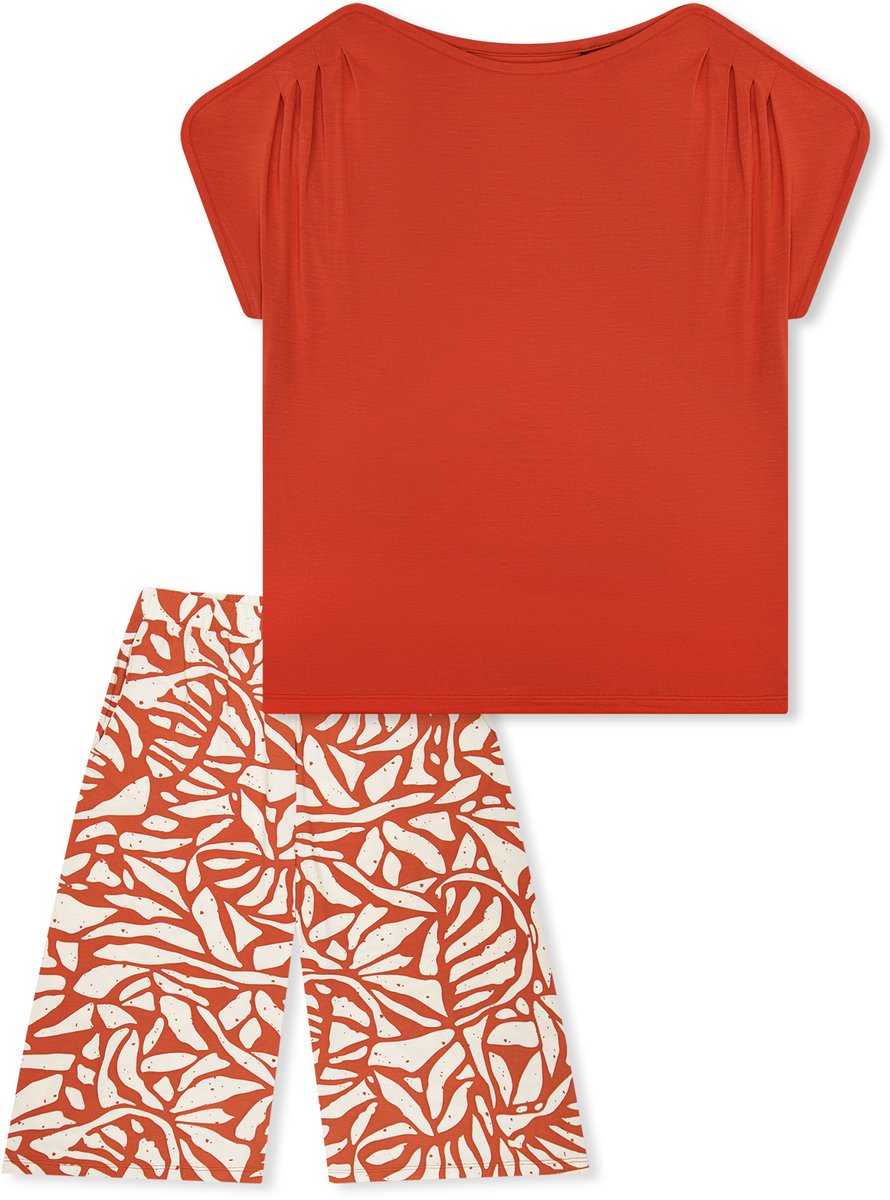 Schiesser dames Selected Premium pyjama 3/4 lang - terracotta Oranje