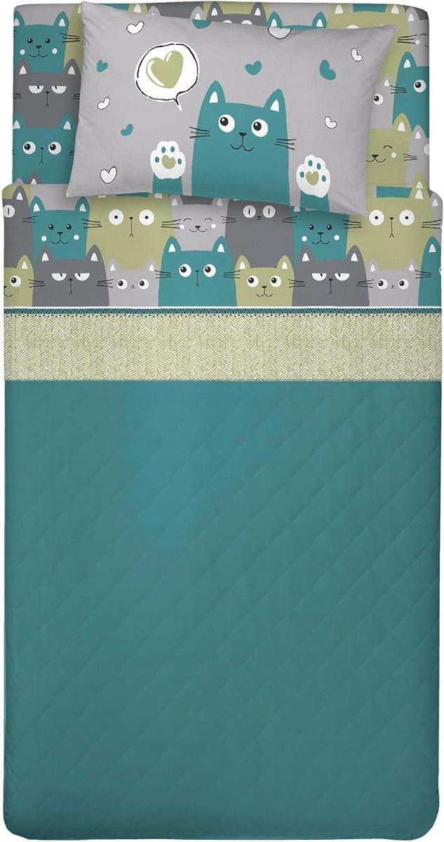 Beddengoedset Frans Bed - Hoeslaken Dekbed Kussensloop - Comfortabel Slapen - Gemaakt in Italië - 120 x 200 cm - Groen