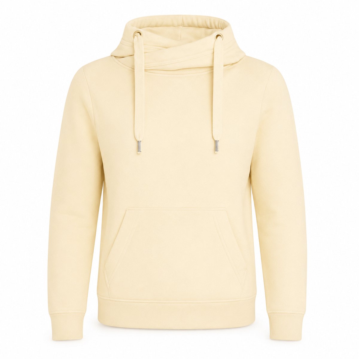 Cross Neck Hoodie Heren – Heavyweight Hoodie 330 g/m² – Crossover Hals – Streetwear Trui – Crème Creme