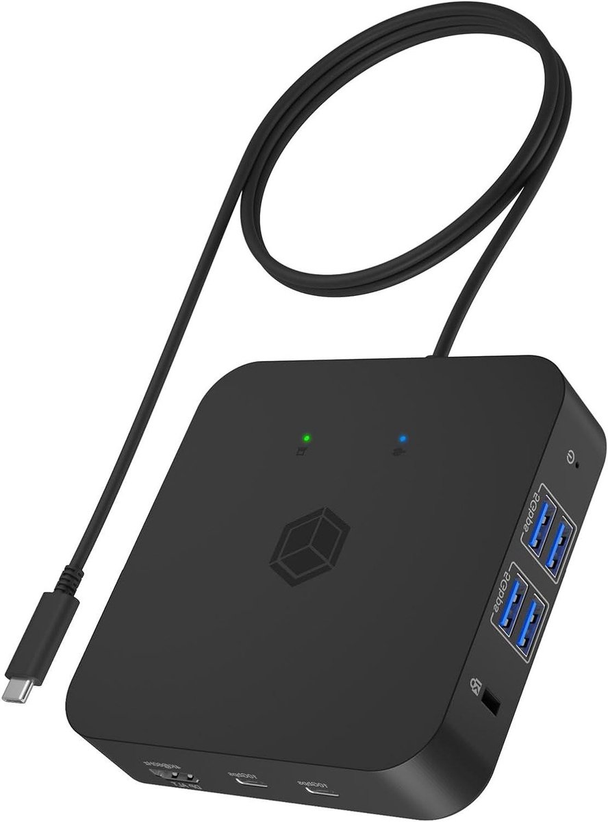USB-C Docking Station - Hub Adapter - Werkplek Uitbreiden - 12 poorten - 3x 4K 60Hz - Zwart