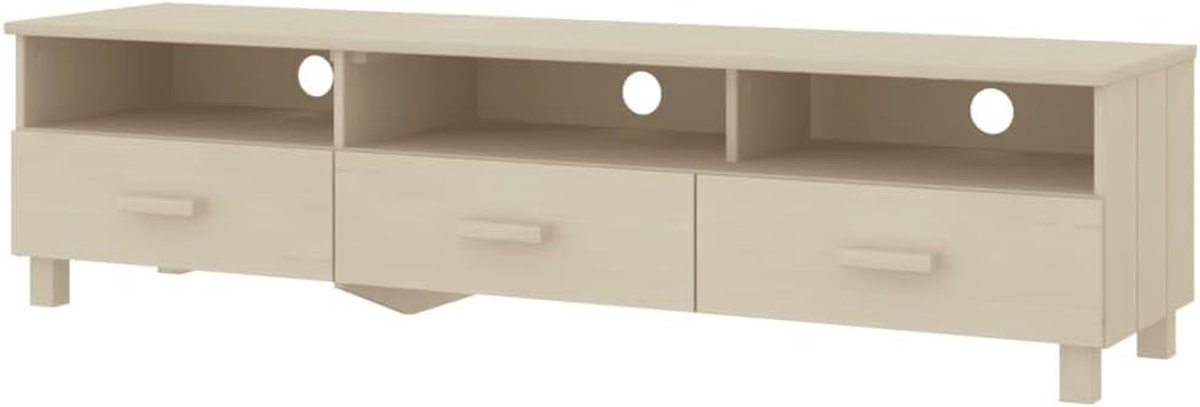 Tv-meubel Grenenhout - Tv Kastje Dressoir - Media Opbergen - Massief Hout - 120x33x35 cm - Honingbruin