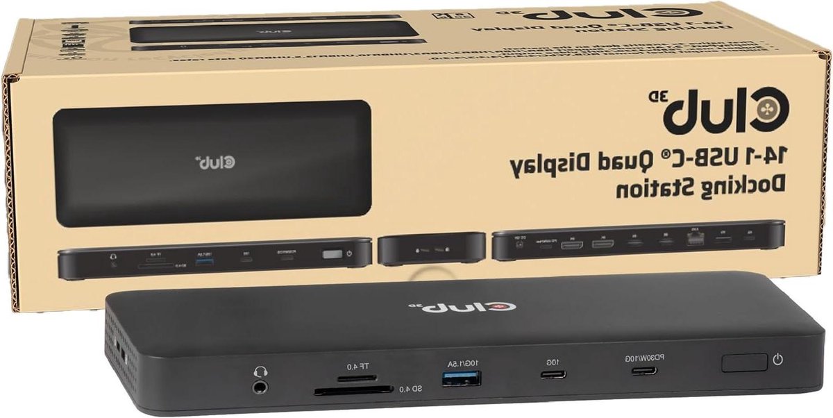 USB-C Docking Station - Hub Adapter - Multimonitor Setup - 14 Poorten - 4K60Hz - Zwart