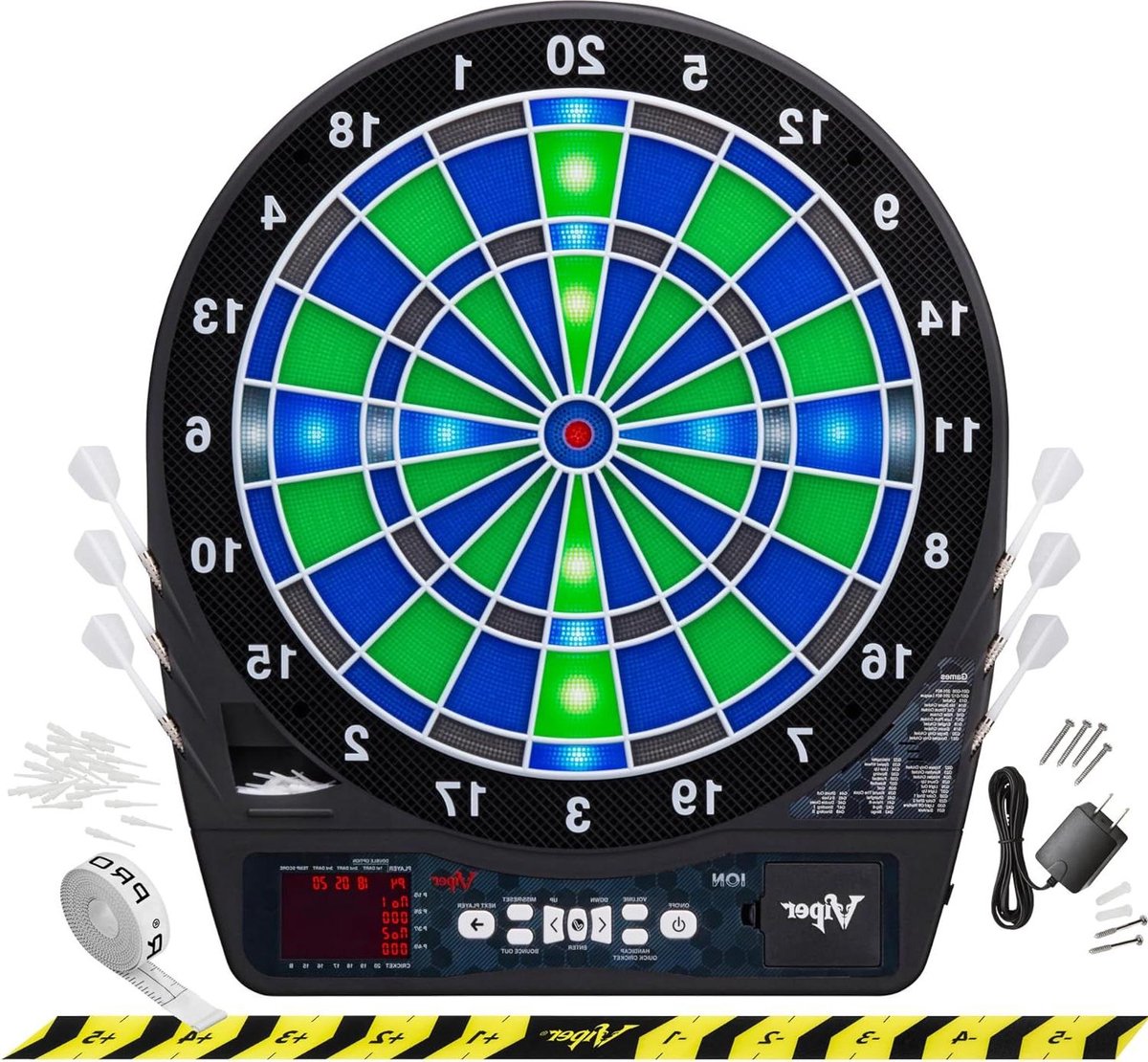 Verlicht Dartbord - Elektronisch Dartbord - Dartspellen Spelen - 48 Games 315 Variaties - 155 Inch Doelvlak - Zwart