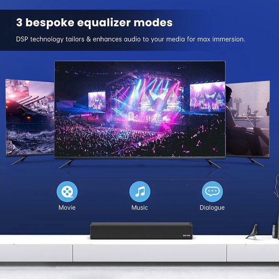 Soundbar - Luidspreker Audiobar - Film en Muziek - Akoestisch Afgestemd - 16 Inch - Zwart — afbeelding 4