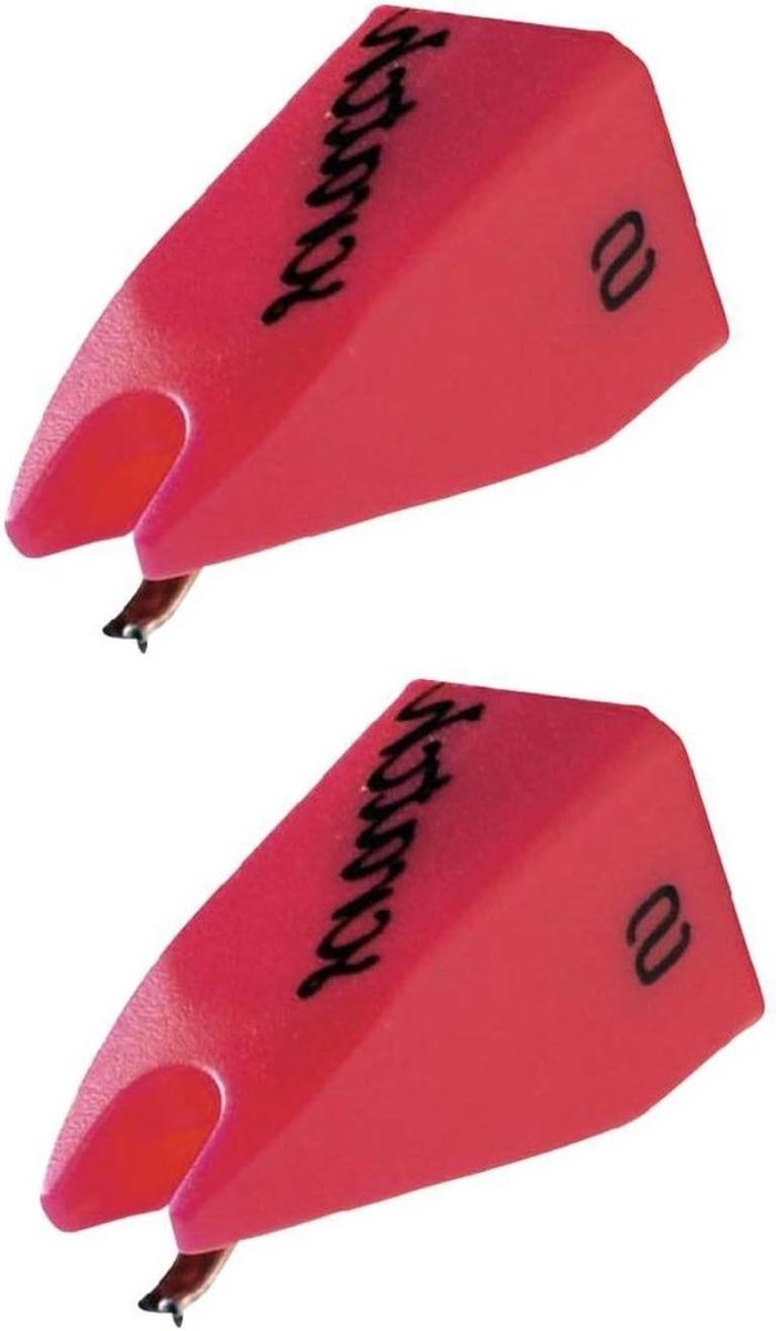 Vervangende Naald - DJ Naald Element - Scratch en Back-cueing - Versterkte Rubberophanging - 2 Stuks - Rood