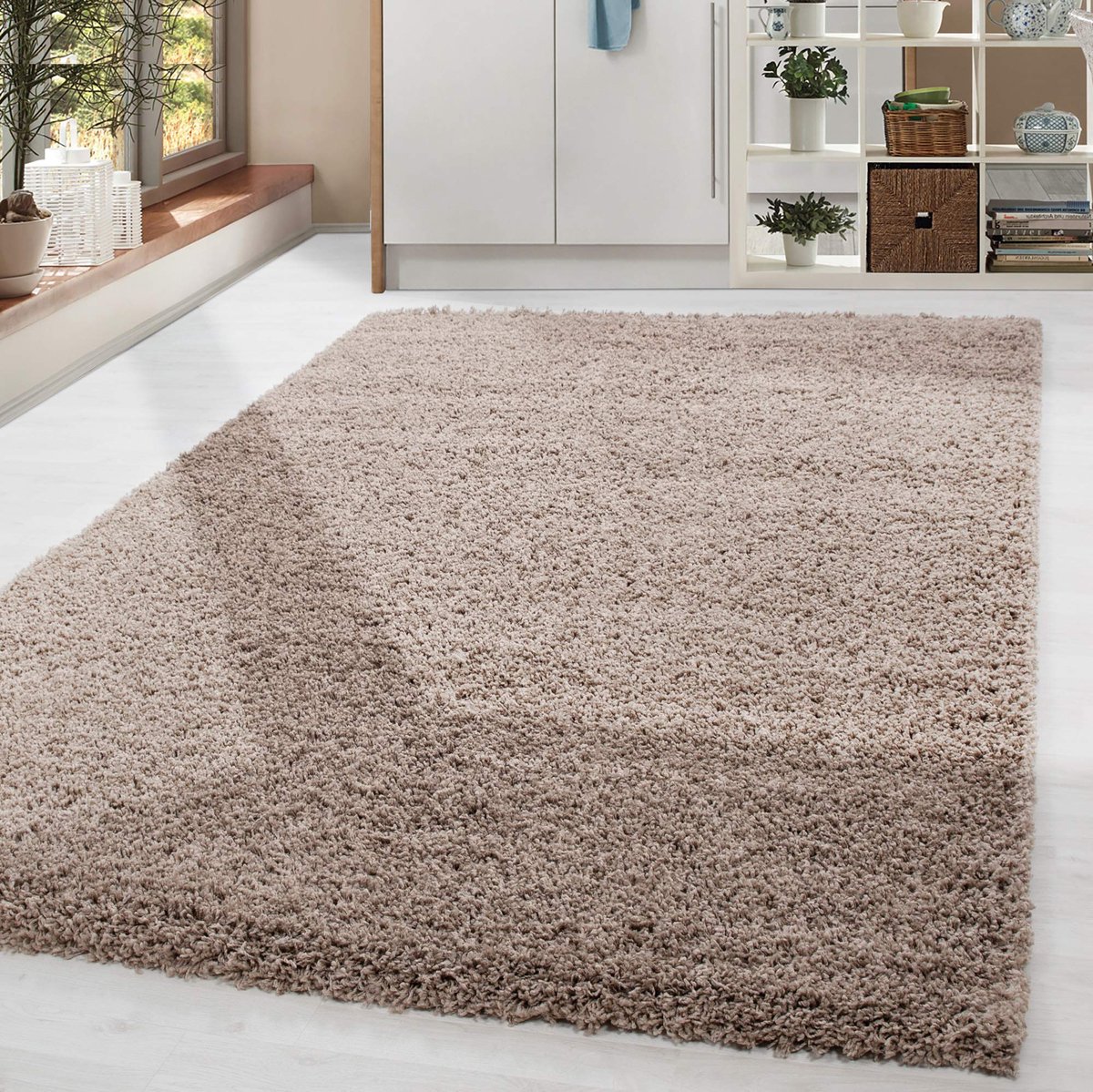 Lange stapel ruig Gewoon ontwerp Woonkamer 30 mm poolhoogte Pluizig Zacht Rechthoekig Rond Lopers, kleur:Beige, Groote:300x400 cm