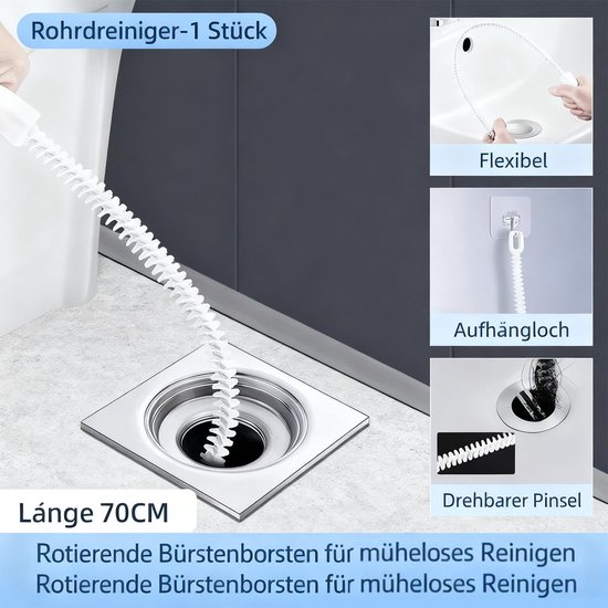Afvoerreiniger, spiraal, afvoerreiniging, herbruikbare afvoerslang, 50 cm, extra sterk, reinigingshaak voor badkuipen, afvoeren, wastafels en rioolbuizen, 2 stuks (oranje) — afbeelding 3