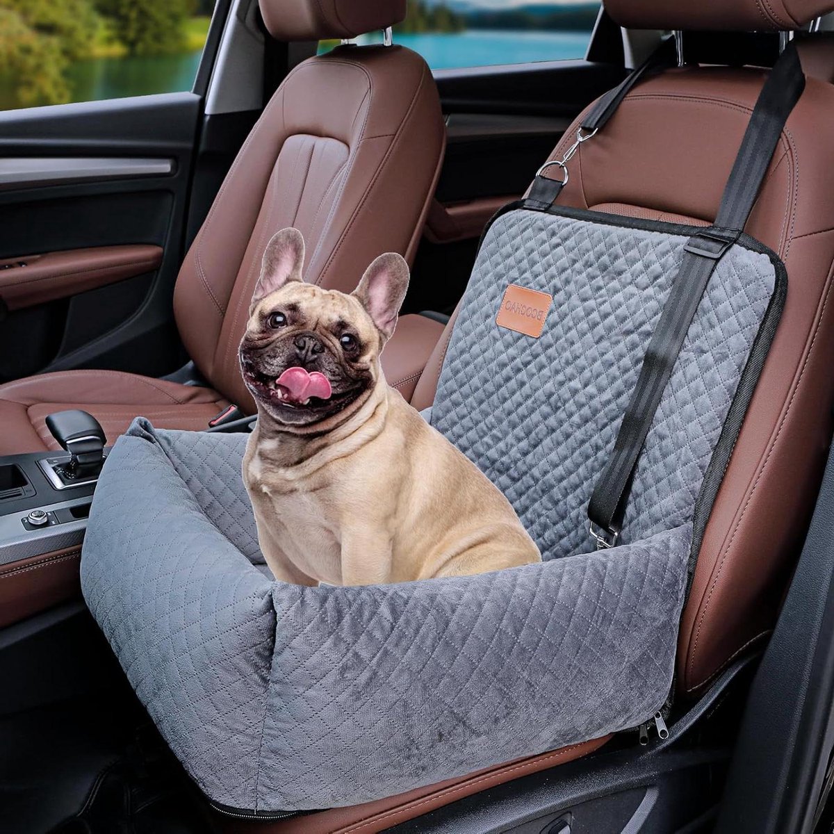 Hondenautostoeltje - Huisdier autostoel - Veilig reizen - Afneembare hoes - 53 cm breed - Grijs