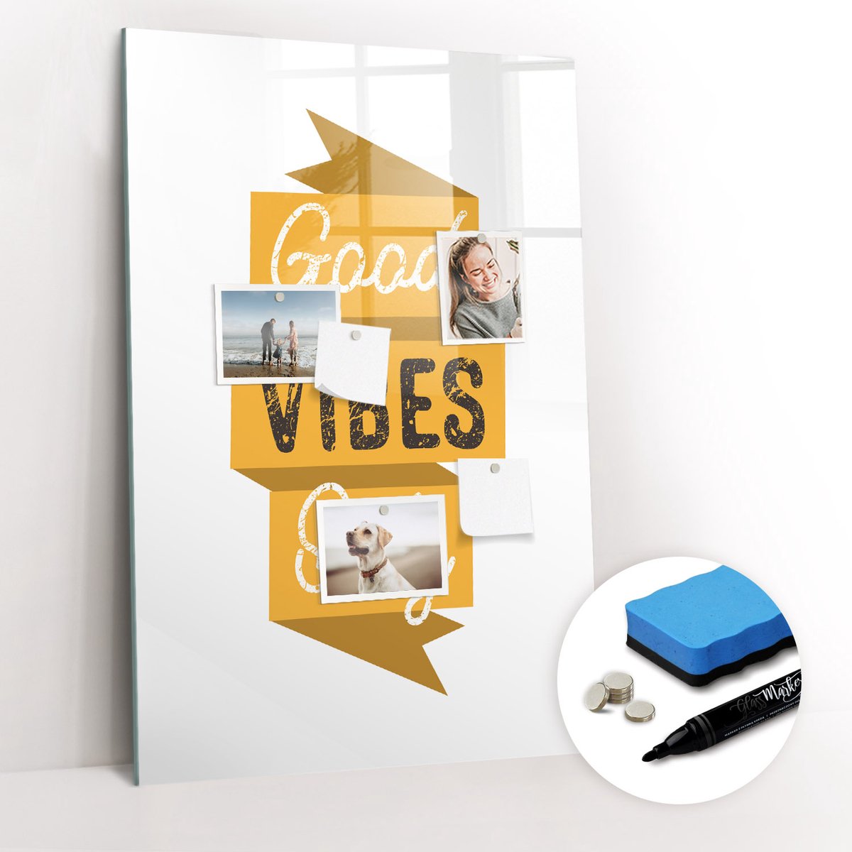 Tulup Whitebord - Motiverende zin - 60 x 90 cm - Oranje Memo Magneetbord - Gratis 5 Sterke Magneten + Whiteboard Marker & Wisser - Interieur Accessoires Kantoor - Magnetisch Memobord - Productiviteit Tools