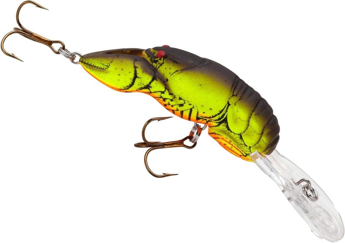 Vis Lokaas Rivierkreeft - Crankbait Kunstaas - Vissen Vangen - Realistische Beweging - 6.5 cm - Chartreuse Bruin