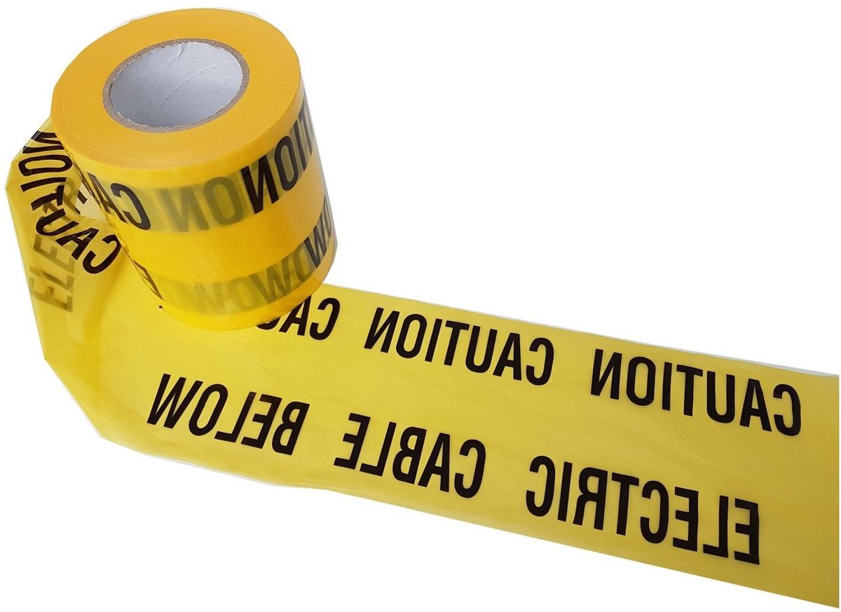 Waarschuwingstape Elektriciteit - Ondergrondse Kabel Tape - Veiligheid Ondergronds - Opvallend Geel - 150mm Breed - Geel