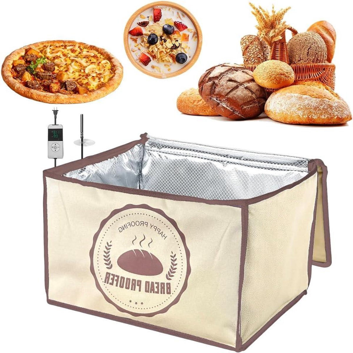 Gistendoos Zuurdeeg - Broodgistbox Rijstbox - Constante Gisting Brood - Instelbare Temperatuur Timer - 30 Liter - Grijs