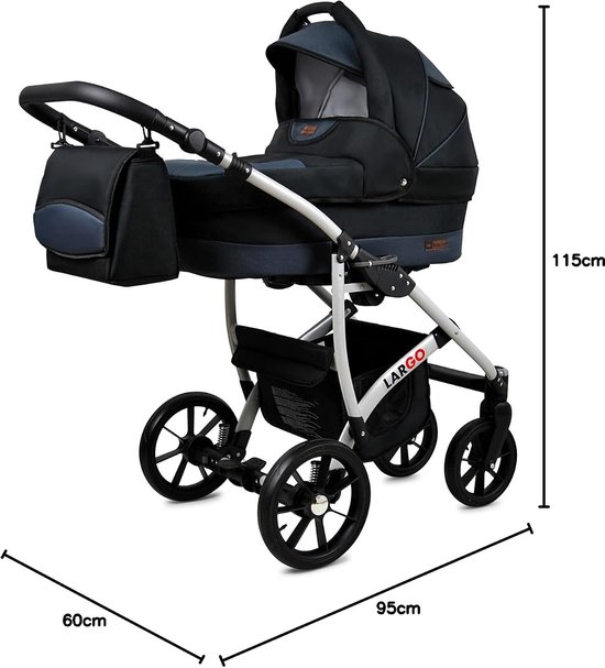 Kinderwagen 3-in-1 Reiswieg Autostoel Inclusief Regenhoes Voetenzak van Merkloos — afbeelding 3