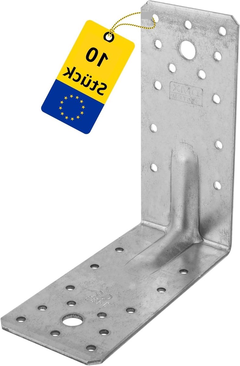 Hoekverbindingen Zware Belasting - Houtverbinders Bevestigingshoeken - Houtconstructies Bouwen - Volgens Eurocode Gatenpatroon - 140 x 140 mm - Zilver
