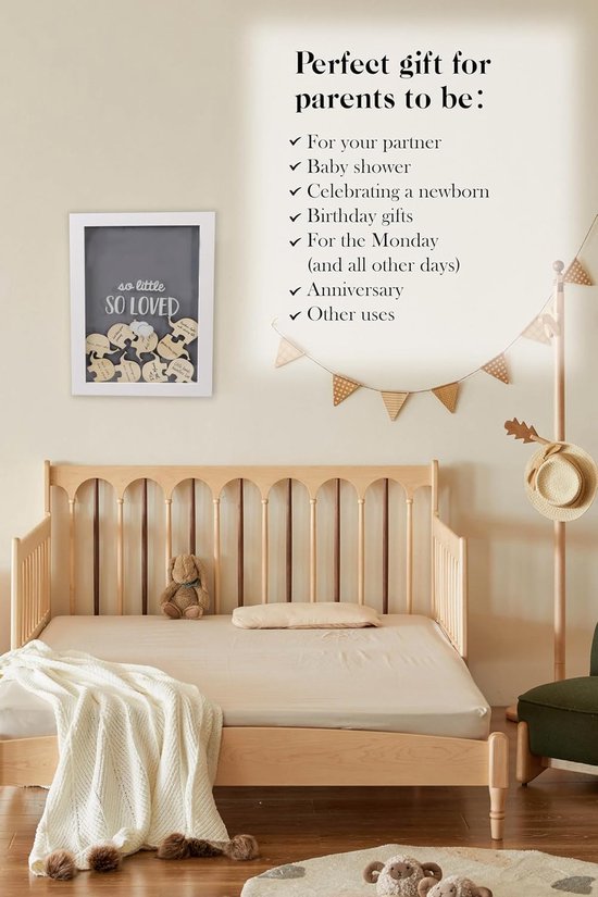 Gastenboek Babyshower en Doop - Fotolijst met 20 Olifantjes voor Wensen, Creatief Alternatief Wensenboek voor Babyfeest, Gender Reveal en Kinderkamer Decoratie (19x27 cm) — afbeelding 2