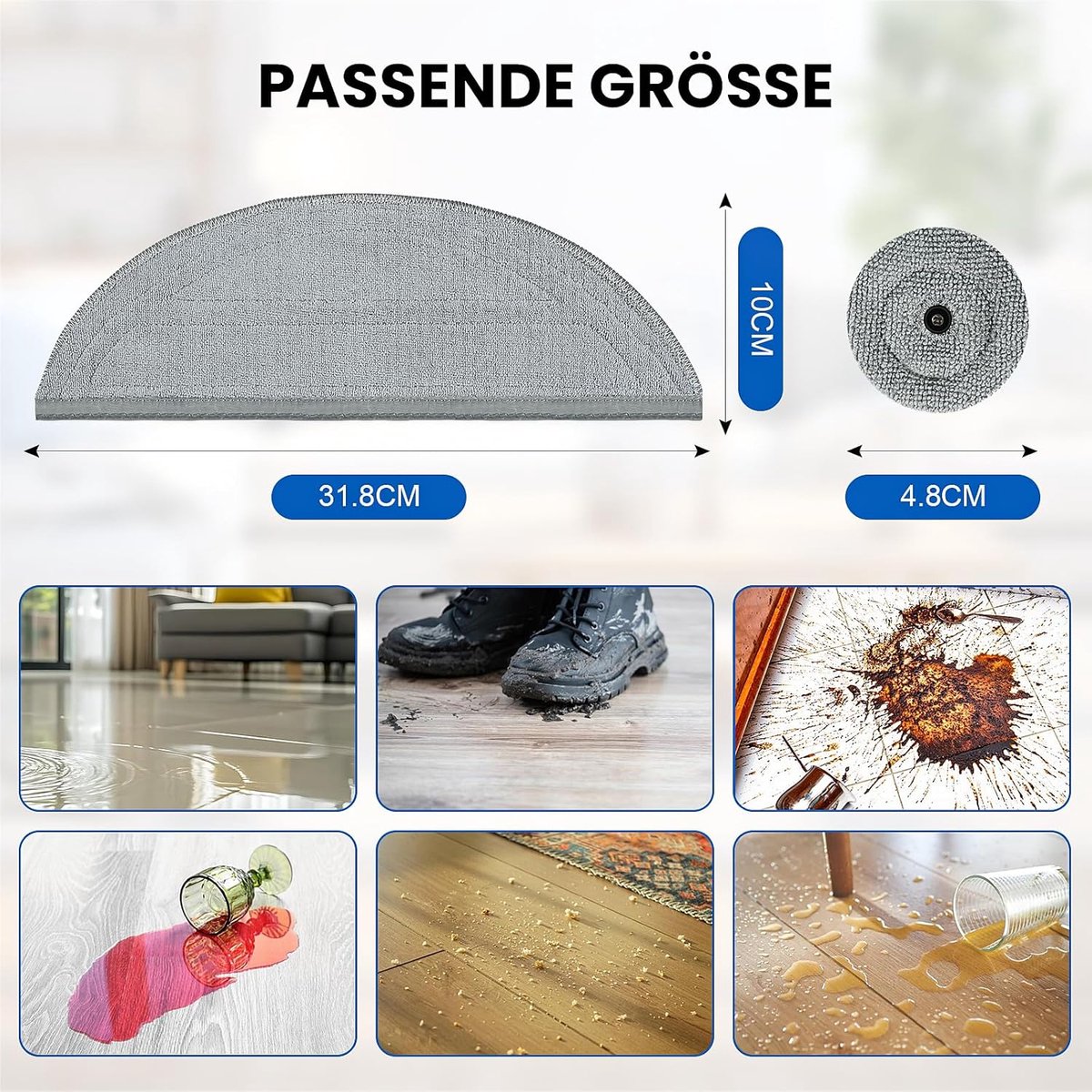 Reserveonderdelen voor Roborock Saros 10 dweilrobot, wasbare microvezel dweilpaccessoires, herbruikbare mop met 1 schroevendraaier (8 dweilpads + 8 ronde dweils) – foto 3
