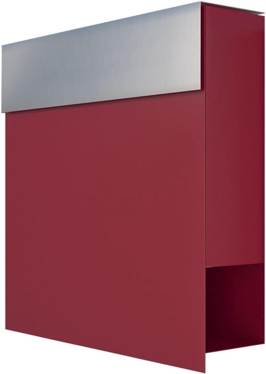 Wandbrievenbus - Brievenbus met krantenvak - Post ontvangen - Verborgen slot - 37x37x9.5 cm - Mat rood
