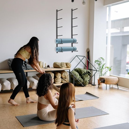 Yogamatrek - Opbergrek Matten - Sportspullen Opbergen - 6-Planks Wandmontage - 100 cm Lengte - Zwart — afbeelding 5