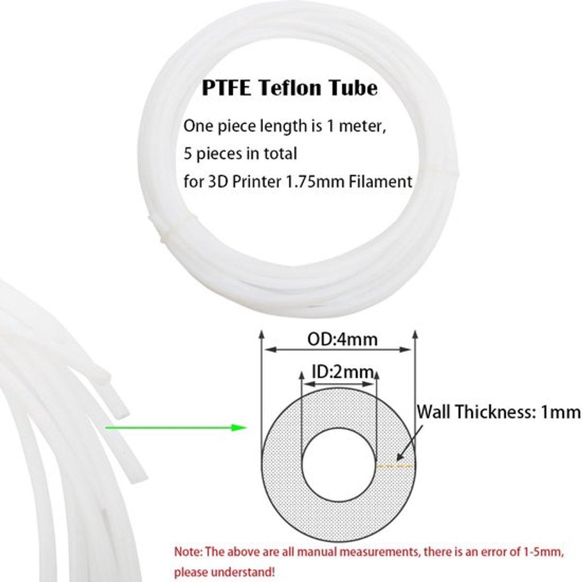 Teflonslang wit 1m hoge temperaturen