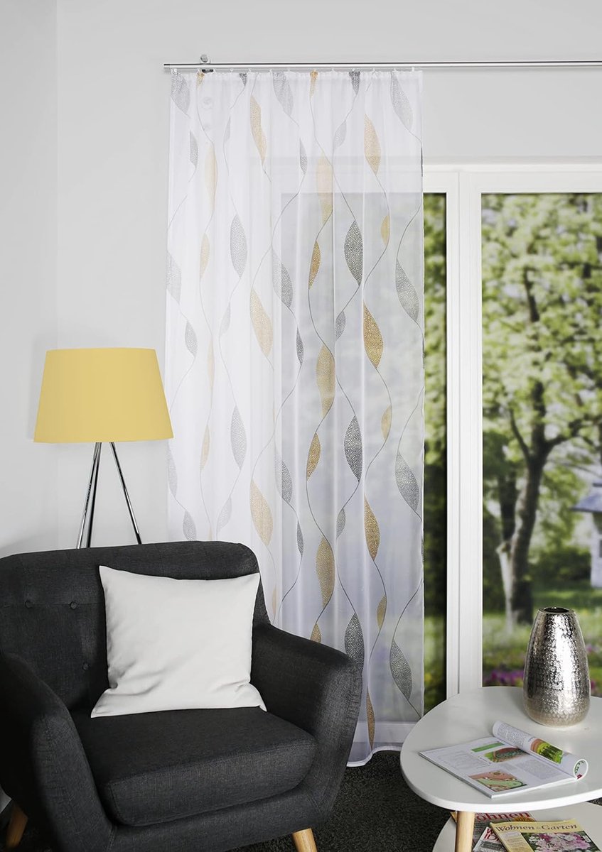 41462 plooibandsjaal Paolo, transparant, bedrukt | (geel, 175 x 140 cm)